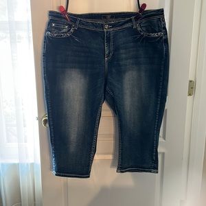 COPY - COPY - Cato stretchy gently loved jeweled capri jeans